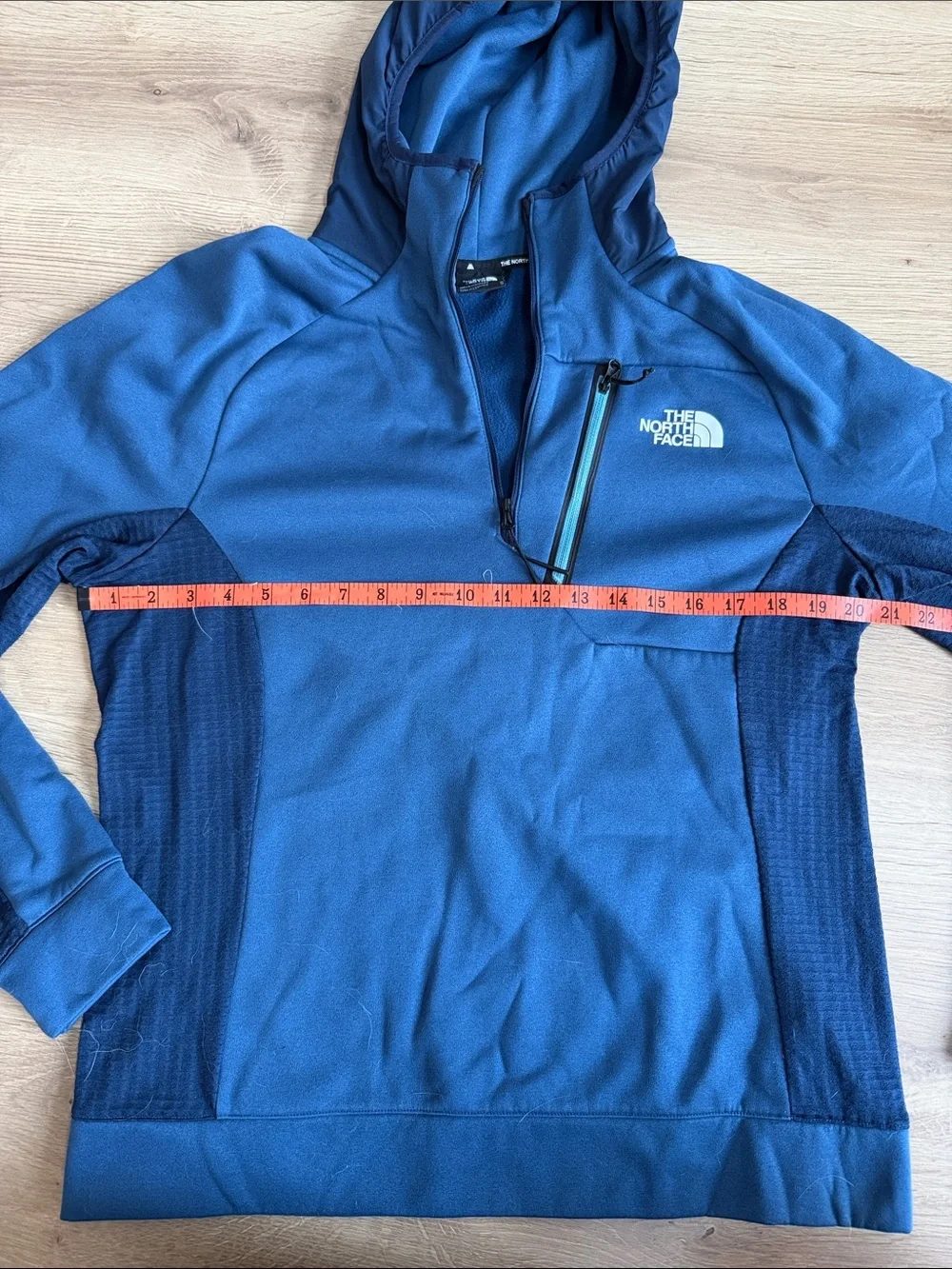 The North Face Men's Navy and Royal Blue Hooded Zip Pullover